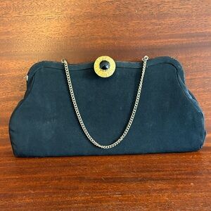 Vintage Black Clutch Bag with Chain Strap